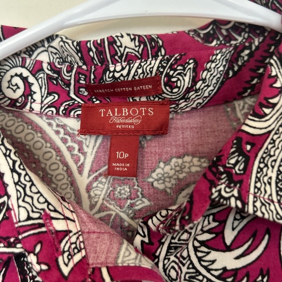 Talbots Women's Size 10P Paisley Stretch Cotton Sateen Button Down
Shirt - Picture 3 of 10